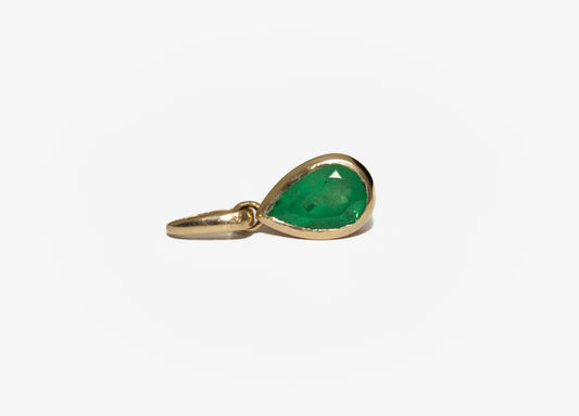 Teardrop natural Colombian emerald.